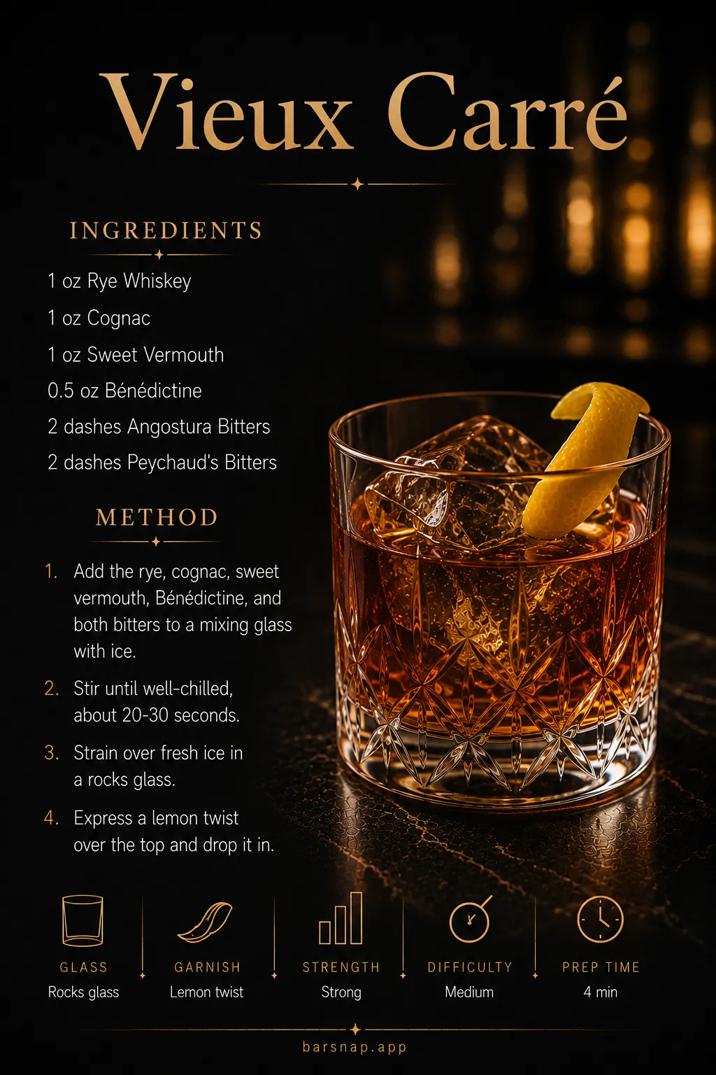 Vieux Carré recipe infographic