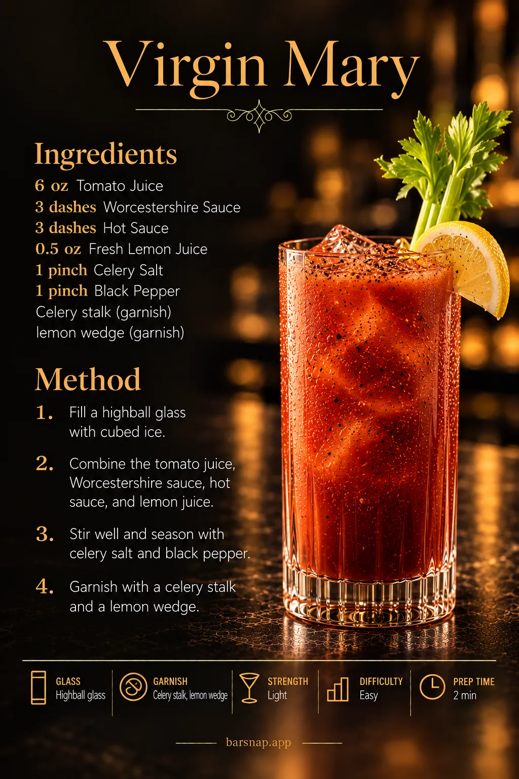 Virgin Mary recipe infographic