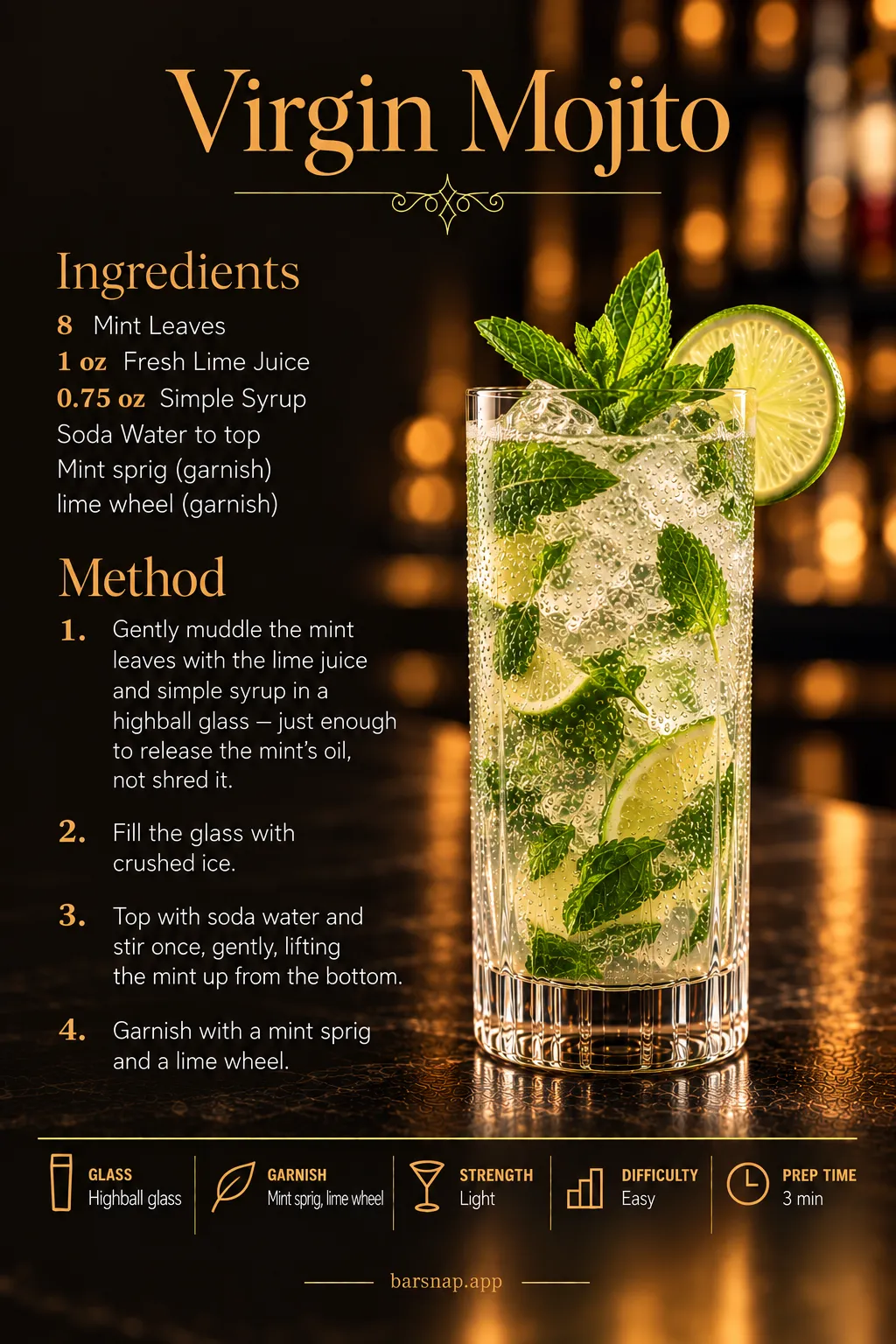 Virgin Mojito recipe infographic