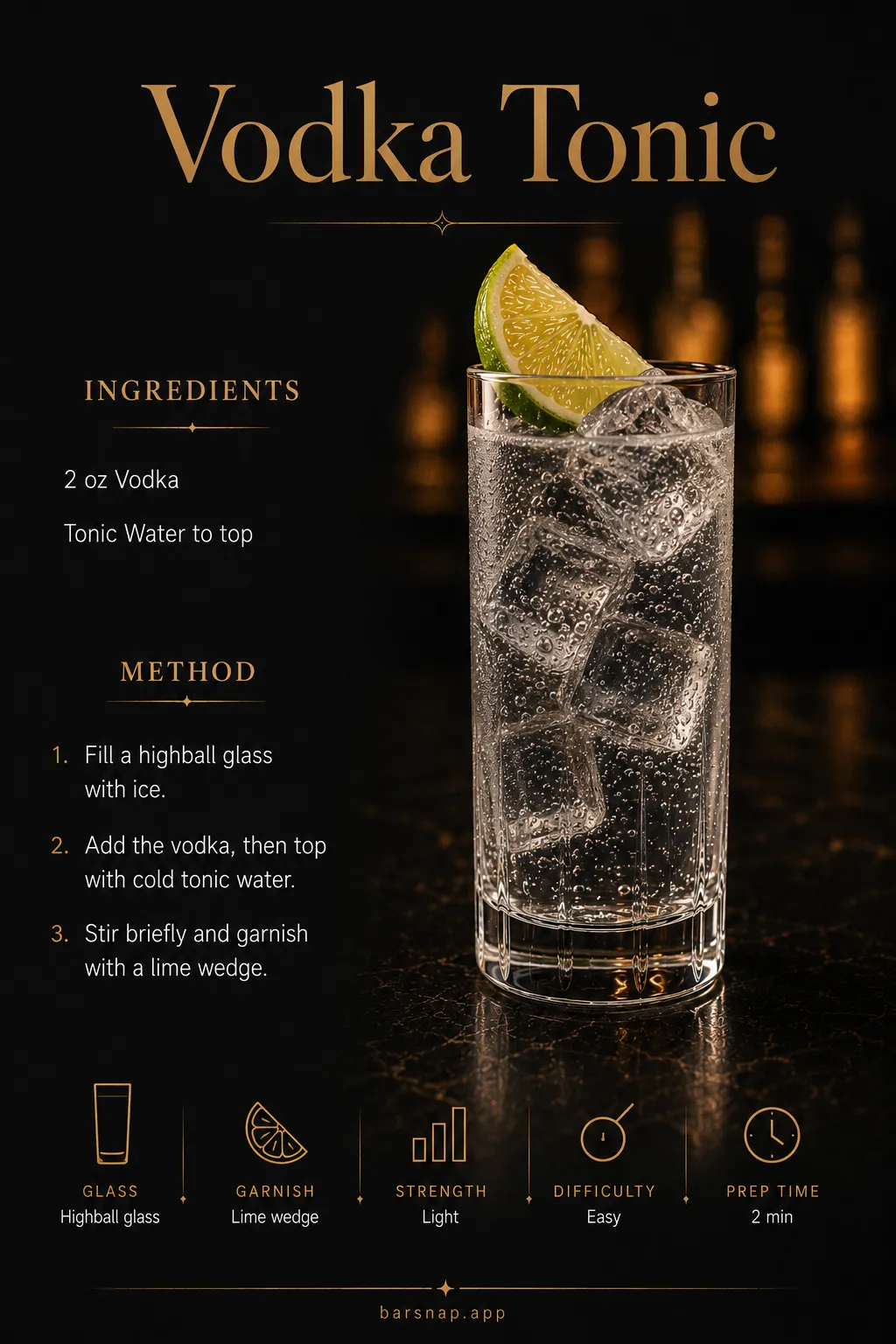 Vodka Tonic recipe infographic