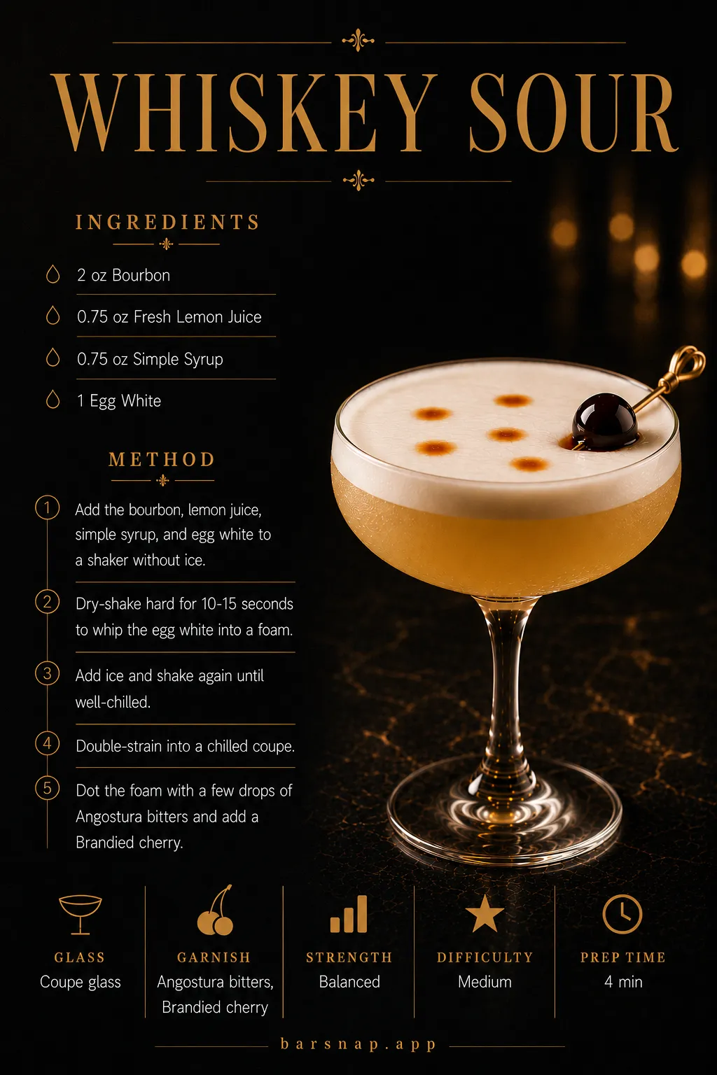 Whiskey Sour recipe infographic