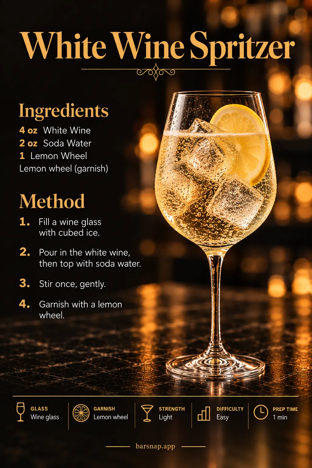 White Wine Spritzer recipe infographic