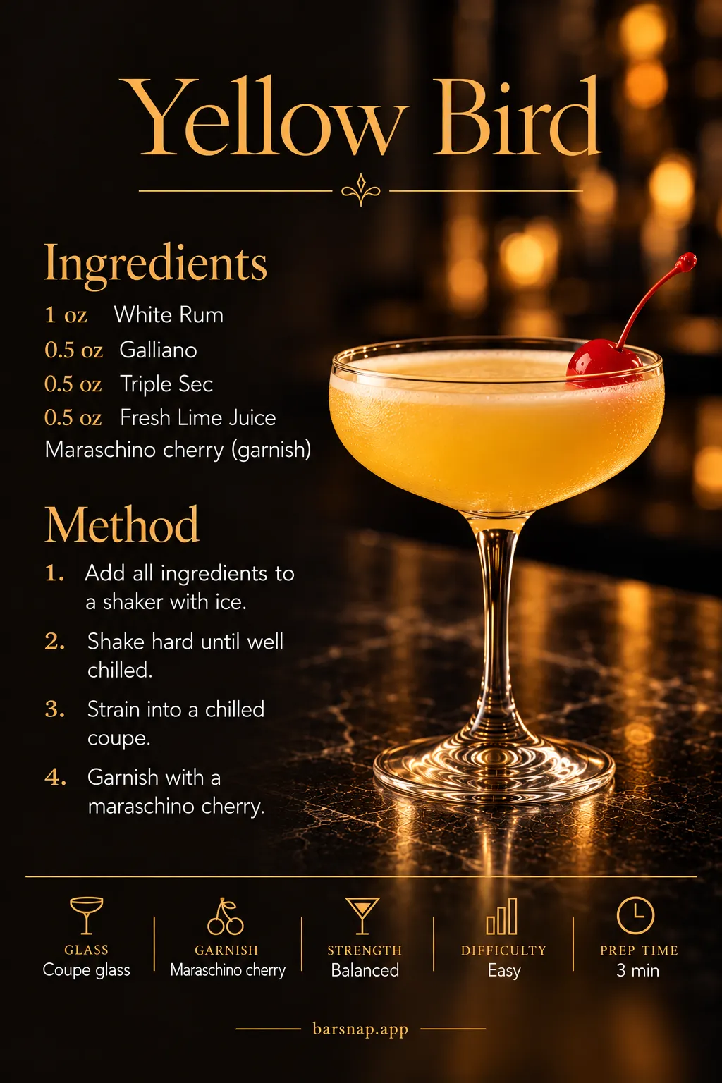 Yellow Bird recipe infographic